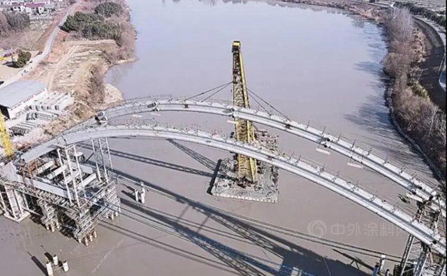 湖州地区单跨最大的钢管拱桥主拱安装完成