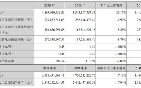 营收增长23.17%！利润下降9.92%，飞凯材料2020年营收18.64亿元
