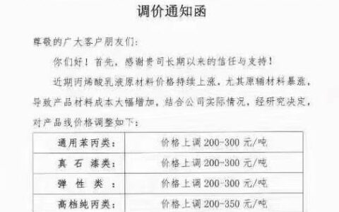 七连涨！乳液巨头巴德富再发涨价函！