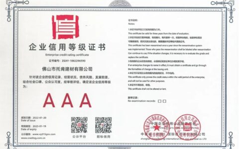 托肯集团喜获“AAA级”信用企业等级认证