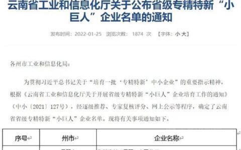 昆明北新入选云南省专精特新“小巨人”企业名单