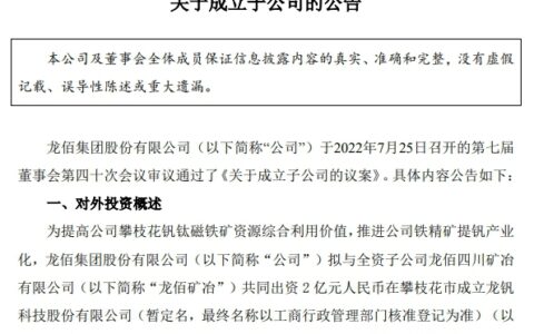 动作频频，龙佰集团全产业链再布局