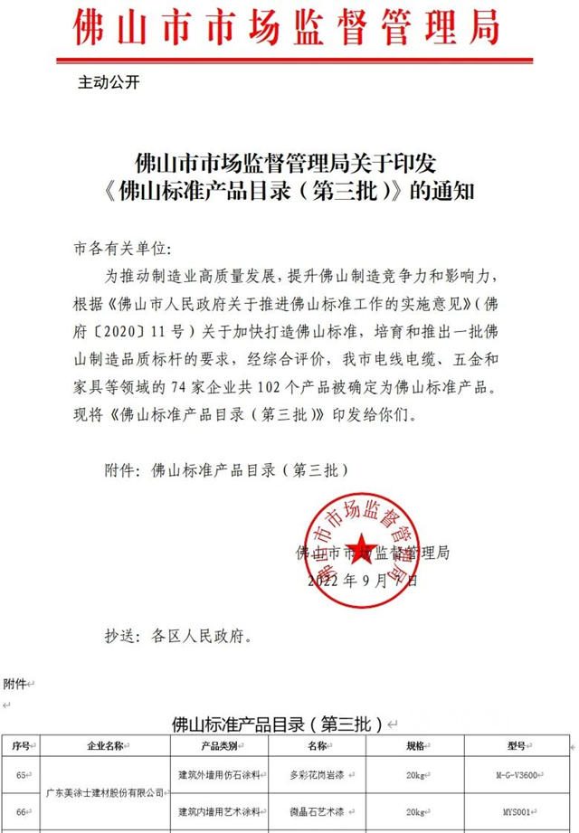 国际先进，行业典范！美涂士获首批“佛山标准”认证
