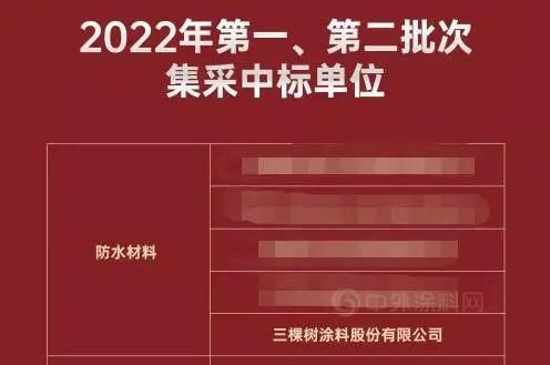 三棵树防水成功中标中海领潮2022年度第一、二批集采战略合作