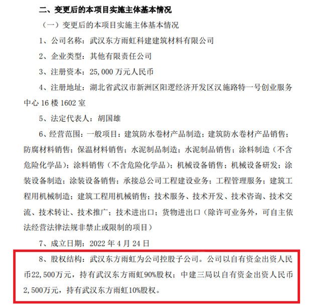 投资20亿！东方雨虹与央企合资的湖北基地即将开建！