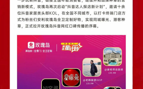 千万级流量助阵 抖音家居达人打卡玫瑰岛全国门店
