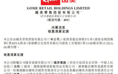 国美电器被申请破产清算