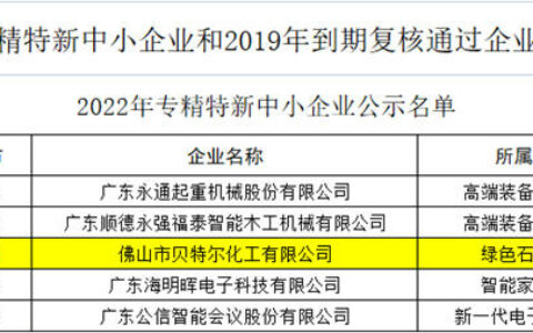 贝特尔新晋“2022年广东省‘专精特新’中小企业”