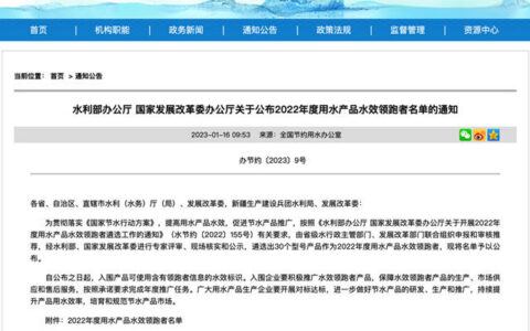 惠达5款产品入选“2022年度用水产品水效领跑者”名单