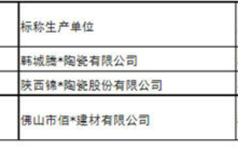陕西：3批次陶瓷砖抽检不合格