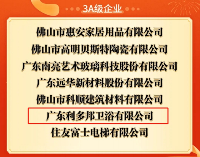 TEPE缇派卫浴 · 利多邦获评佛山市细分龙头行业、佛山市质量管理成熟度3A级企业两项荣誉！