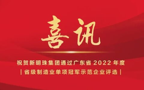 新明珠集团入选2022年省级制造业“单项冠军示范企业”榜单