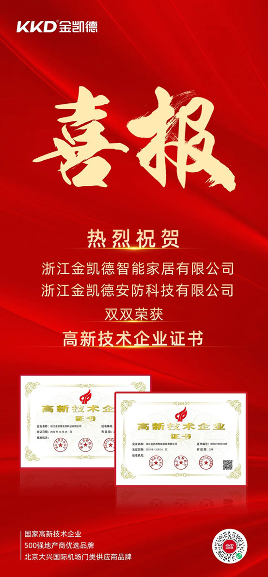金凯德集团荣获双高新技术企业认定