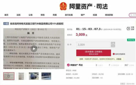 三恒竹木15%股权3009元起拍，公司主营竹地板等