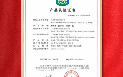 轩尼斯门窗通过CZC中窗认证