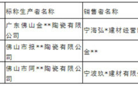 宁波：3批次陶瓷砖抽检不合格