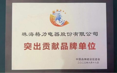 格力电器荣获“突出贡献品牌单位”荣誉，助力中国品牌建设