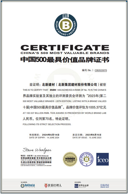 行业首家！北新建材品牌价值突破千亿