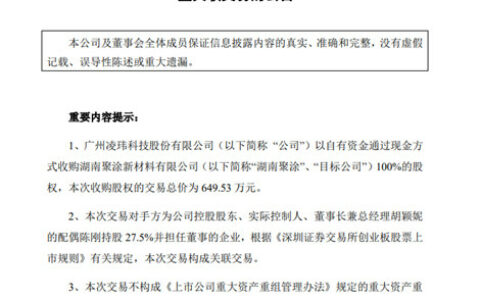 650万收购！凌玮科技又做了一件微小的大事