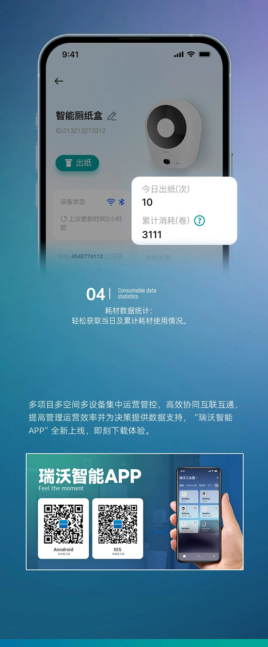智能感应厕纸机接入“瑞沃智能APP”，探索数字新生活