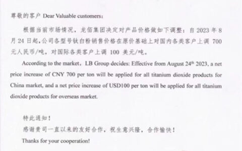 第六轮涨价枪响！龙佰今年五次领涨