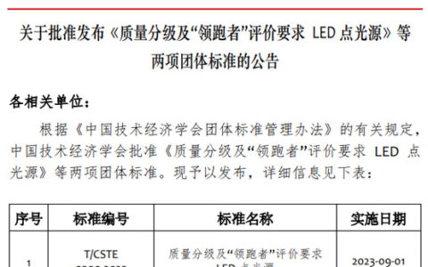 LED柔性灯带、LED点光源两项领跑者标准正式发布与实施