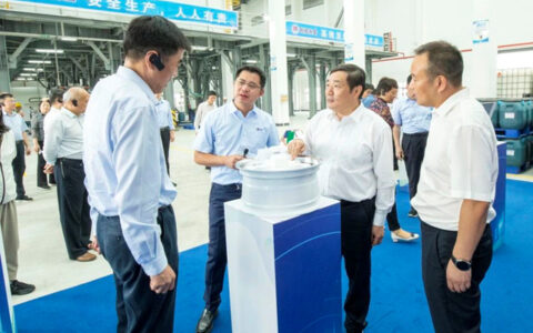 安徽省滁州市市委书记许继伟率“三看三比”巡回组一行莅临恒和永盛集团安徽恒和新材料有限公司参观指导