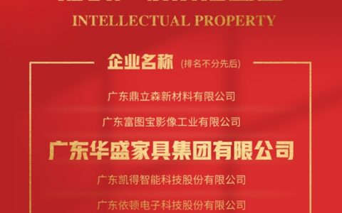 华盛家具集团荣获“2023年度广东省知识产权示范企业”殊荣！