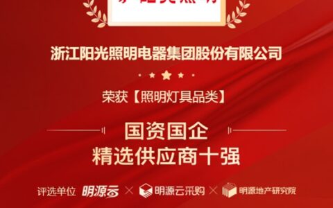 阳光照明上榜2023年照明行业国资国企精选供应商十强