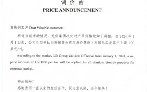 新年涨字当头！钛白粉巨头缘何这般提价？