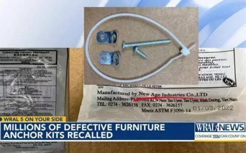 美国上百万套家具防倾倒套件被召回