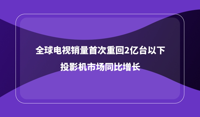 全球电视销量首次重回2亿台以下，投影机市场同比增长