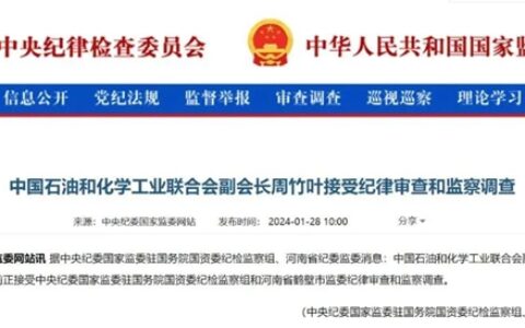 涉嫌严重违纪违法，中国石油和化学工业联合会副会长周竹叶被查