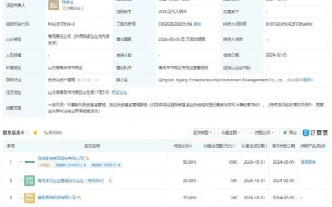 海信家电等成立创投管理公司 注册资本2000万