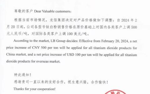 满月即涨！一月一涨！钛白粉掀起今年第二轮涨价潮