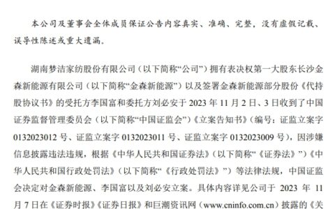 重磅：一上市家居企业大股东被罚款150万