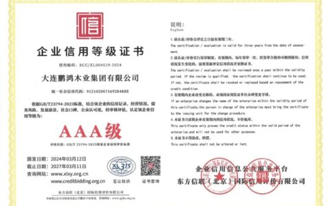 鹏鸿再获AAA信用认证，实力信誉双肯定