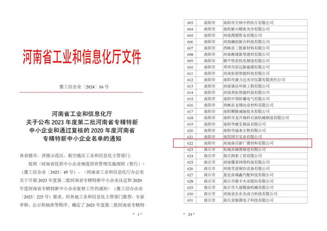 河南南召广源获评省级专精特新企业