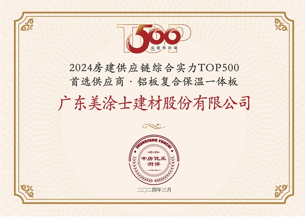美涂士连续十年蝉联500强首选供应商品牌