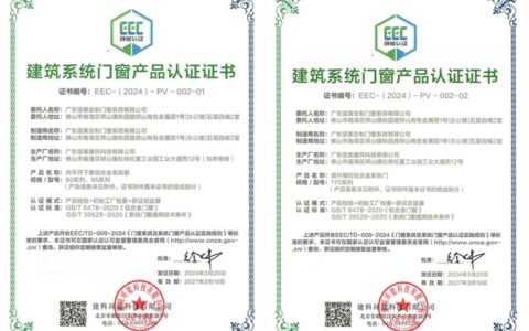 坚美系统门窗获“门窗系统及系统门窗”产品认证证书