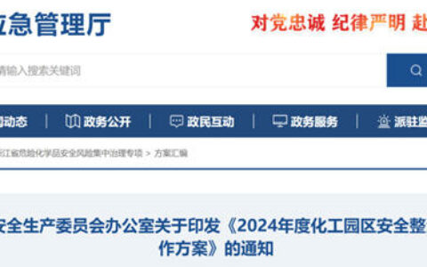 浙江2024年度化工园区安全整治提升工作方案