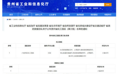 贵州省公布第三批化工园区名单