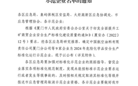 厦门双瑞荣获厦门市2024年危险化学品安全生产标准化建设示范企业荣誉称号