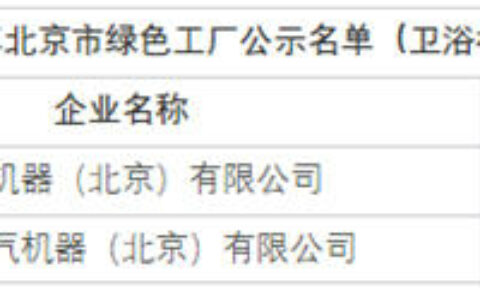 北京TOTO、松下拟入选市级绿色工厂名单