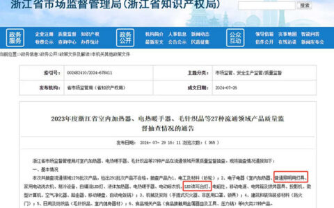 30批次灯具产品不合格，多家照企登上质量黑榜