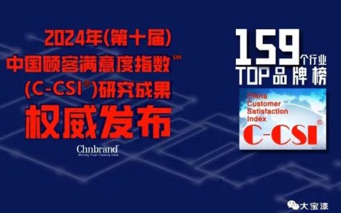 大宝漆荣获2024年中国顾客满意度指数（C-CSI®）三项殊荣