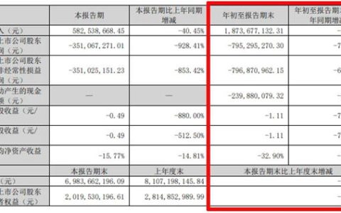 ST中装：前三季度亏损7.95亿元