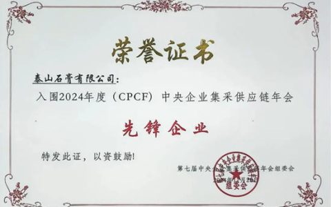 泰山石膏荣获“先锋企业”“优质供应商”双荣誉