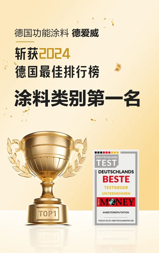 德爱威斩获2024德国最佳排行榜涂料类别第一名