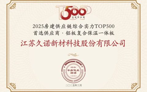 久诺蝉联”2025房建供应链企业综合实力TOP500首选铝板复合保温一体板供应商”榜首！